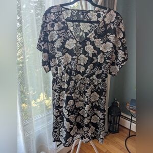 Mario Serrani Black and White Floral Mini Dress